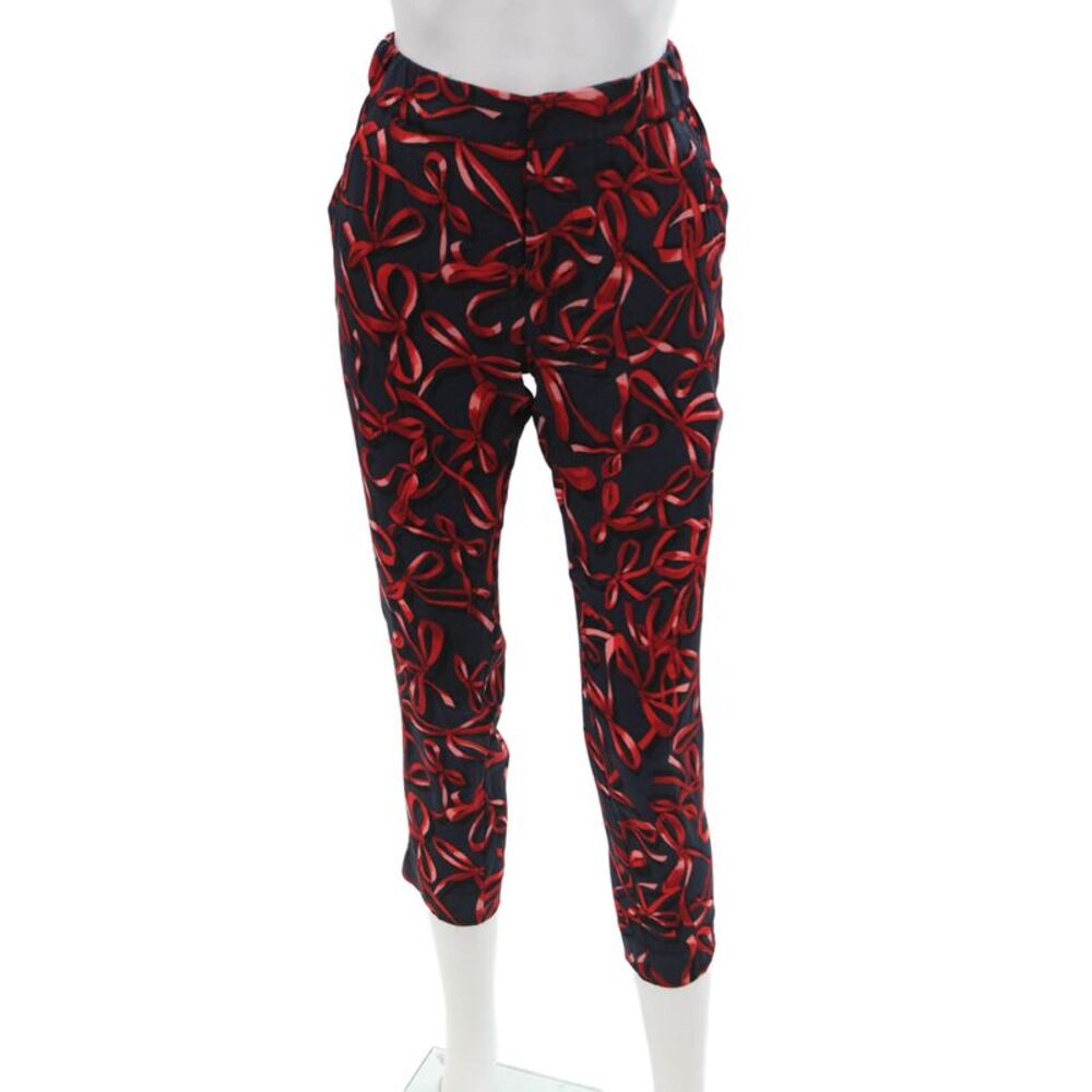 Piamita Women Ankle Cropped Silk Spandex Pants Dark Blue Size XS